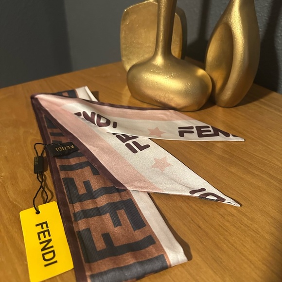 NWT Fendi Pink, Burgundy and Brown Logo Reversible Scarf - Picture 4 of 5